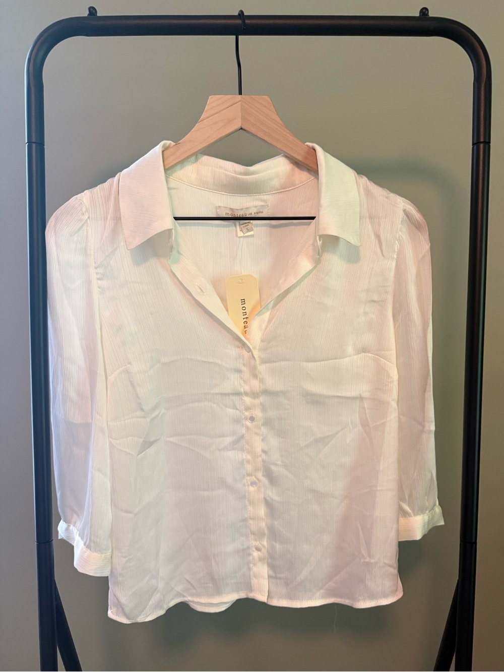 Monteau Sheer White Button-Front Blouse